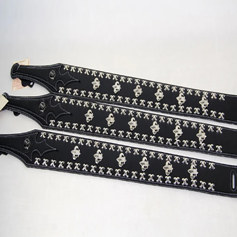 vorson leather guitar strap electric bass strap death metal rock Punk guitar strap Genuine Leather