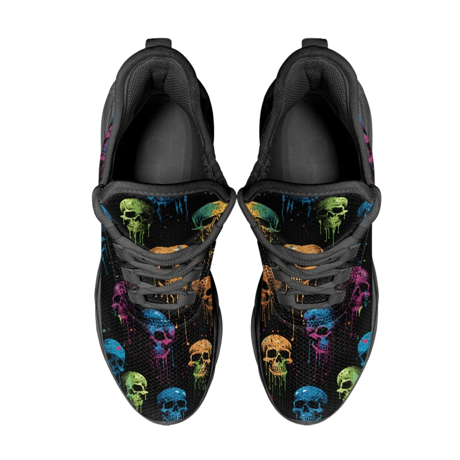 PENSTROLL Multicolor Dripping Paint Skulls Comfortable Men's Running Shoes for Mens Gym Sport, Lightweight Athletic Shoes
