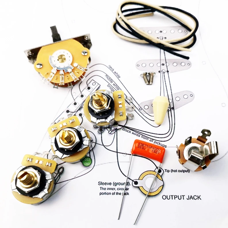 

Guitar Potentiometer 250K Copper shaft Wiring Kit for- CDE 716P .022 400V Orange Drop Cap +Welding line drawing