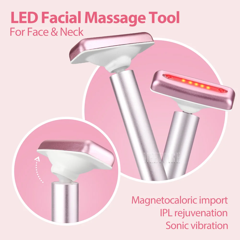 4in1 Eye Facial Massage Wand EMS Hot Compress Red Light Neck Face Vibration Lift Skin Rejuvenation Sculpting Firm Tighten Tool