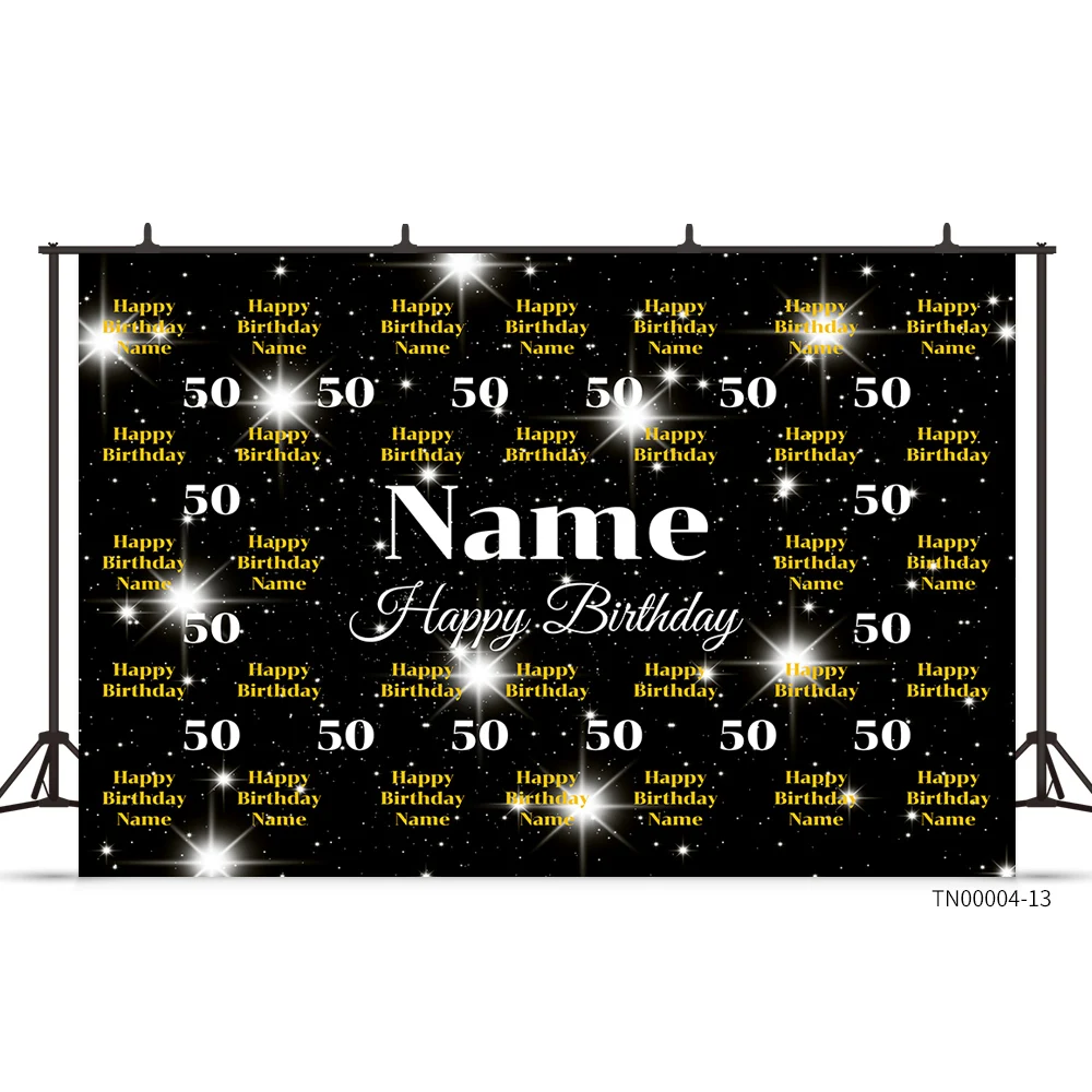 Custom Name Age Text Photo Glitter Birthday Party Banner Backgrounds Baby Shower Kid Diy Number Photography Backdrop Prop