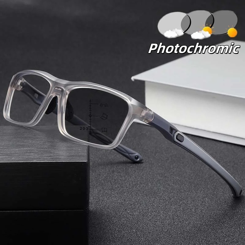 

Photochromic Progressive Near Far Presbyopia Anti Blue Light Color Changing Reading Eyeglasses High Definition Plus Eyewear