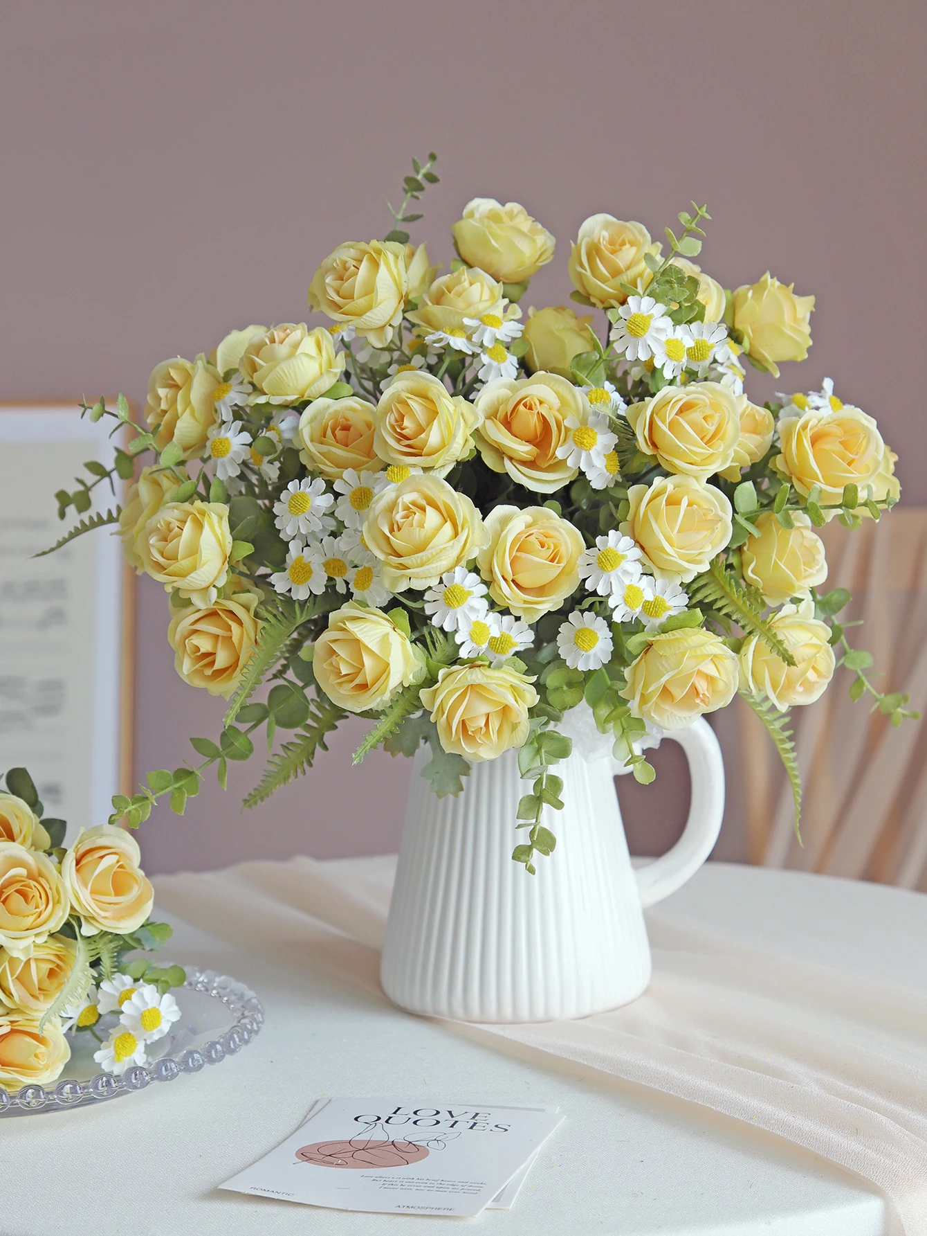 Seidenrosen Künstliche Blumen Hochzeit Heim Weihnachtsfeier Dekoration Bunte Kränze Brautstrauß Tischvase Foto-Shooting-Requisiten – Detail 4