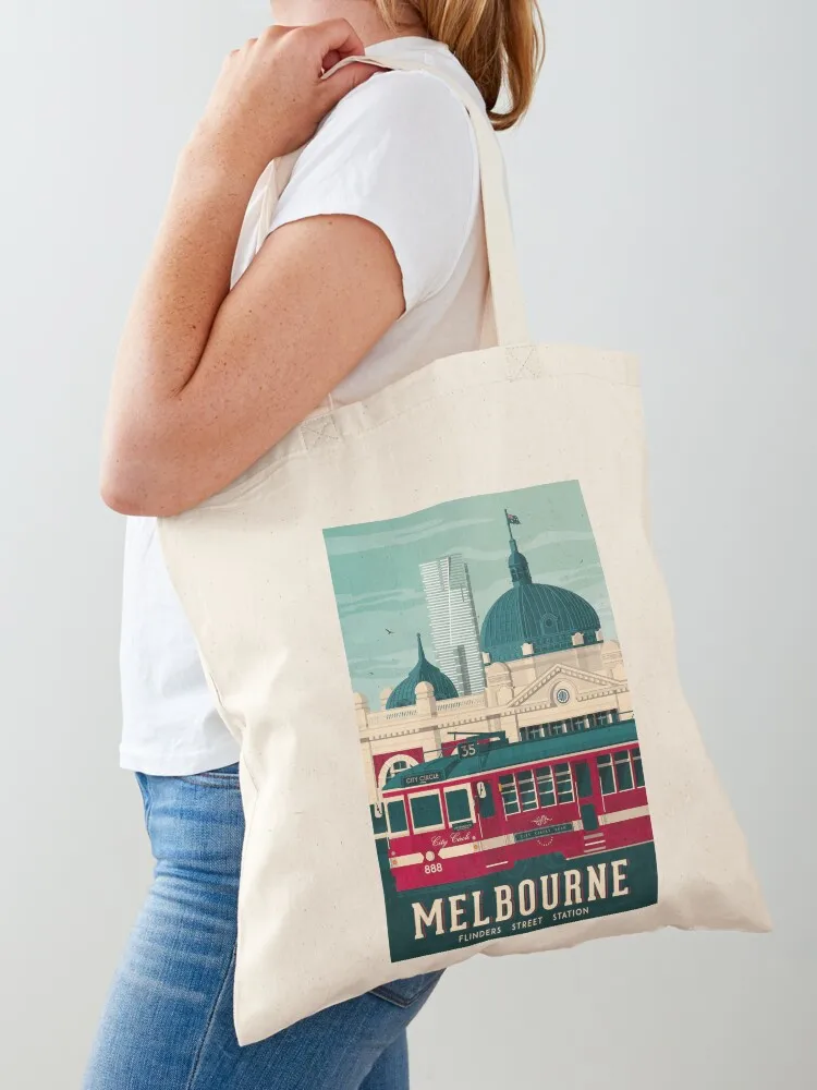 Melbourne Victoria - Flinders Street Station Tote Bag Tas belanja wanita tas jinjing berbahan kanvas