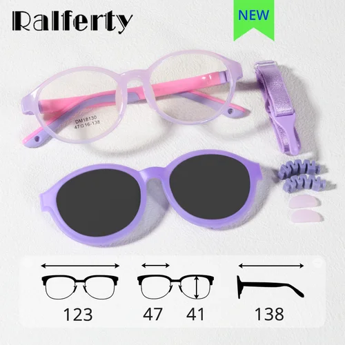 Imagen 1 del producto Ralferty-gafas de sol con Clip 2 en 1 para niños, lentes de sol polarizadas y flexibles, antideslumbrantes, redondas, uv400, para bebés