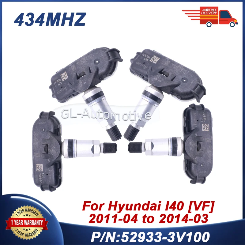 Set of (4) TPMS 52933-3V100 Tire Pressure Sensor for Hyundai I40 52933 3V100 434MHZ