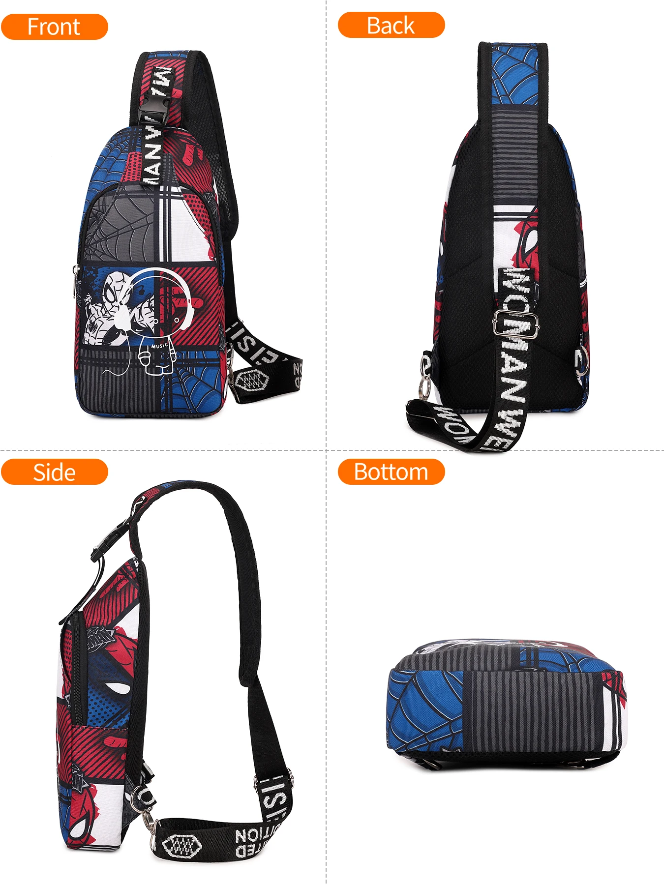 Men\'s Fashion Printed Chest Bag Casual Sports Bag Running Shoulder Crossbody Bag Cell Phone Bag Lightweight