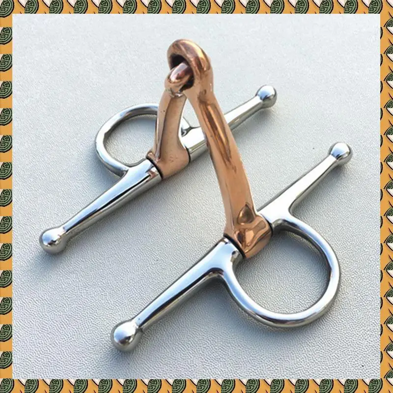 

A77I Full Cheek Stainless Steel Equestrian Flexible D Ring Loose Set Horse Bit Buckle Double Joint Copper Mouth