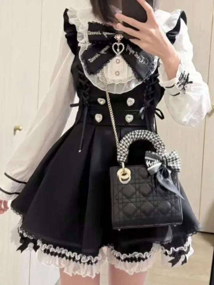 عيد الميلاد الحلو Kawaii لوليتا فستان المرأة الأميرة سليم تنورة صغيرة خمر أنيقة مساء حفلة القوطية Harajuku Y2K ثقافة فرعية