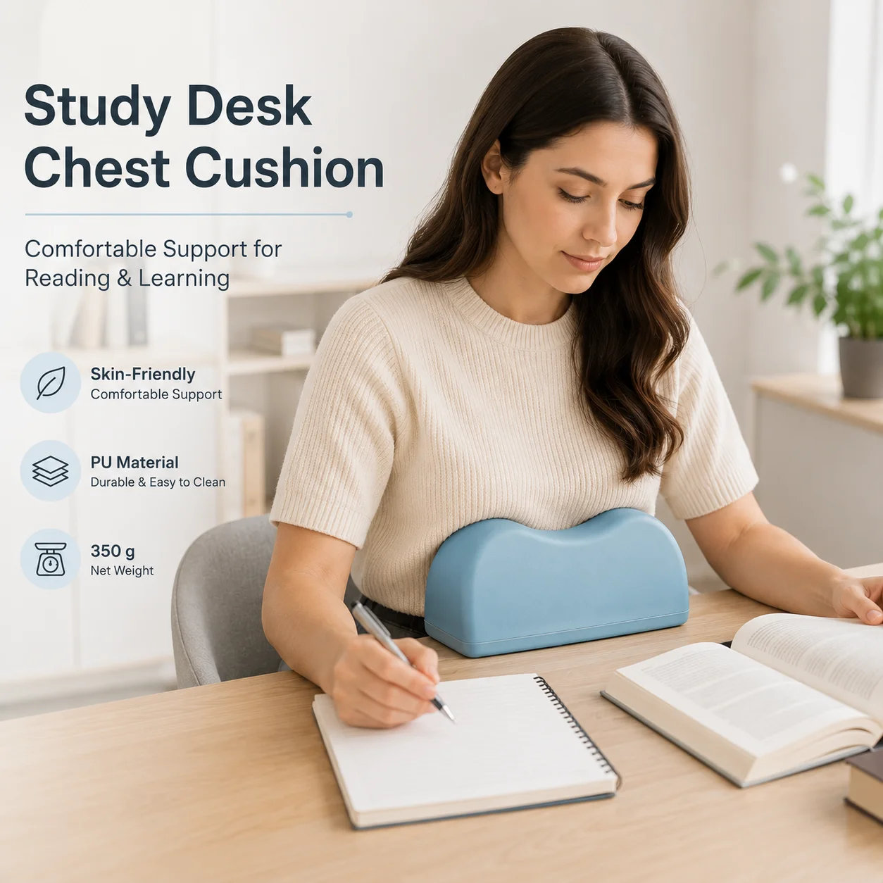 Study Desk Chest Cushion Soft PU Reading Table Edge Support Pad Student Home Learning Pillow Comfortable Desk Accessory