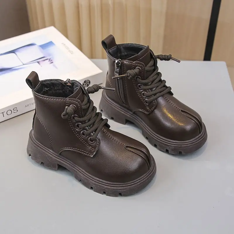 

Kids Winter Warm Shoes Soft Sole Fleece Lined Non Slip Boots for Boys Girls Thick Cotton Casual Footwear