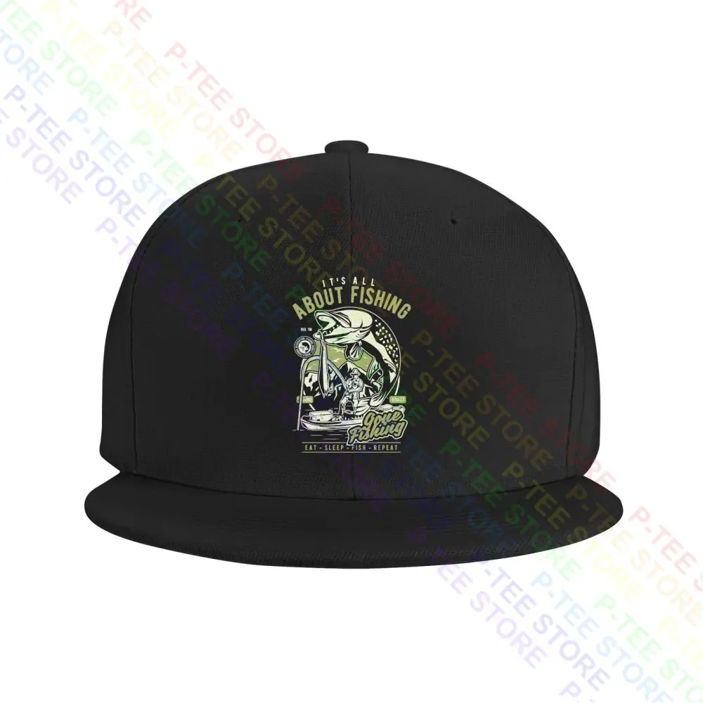 Black Gone Fishing Addict Gilden Bass Trout Fly Pike Baseball Cap Snapback Caps Knitted Bucket Hat