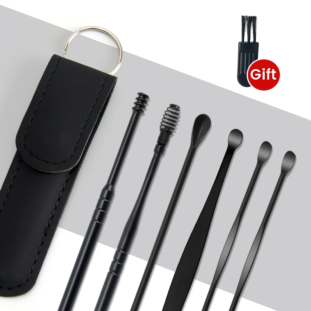 6PCS Ohr Reiniger Wachs Entfernung Werkzeug Earpick Sticks Ohrenschmalz Entferner Curette Ohr Pick Reinigung Ohr Reiniger Löffel Gesundheit Pflege