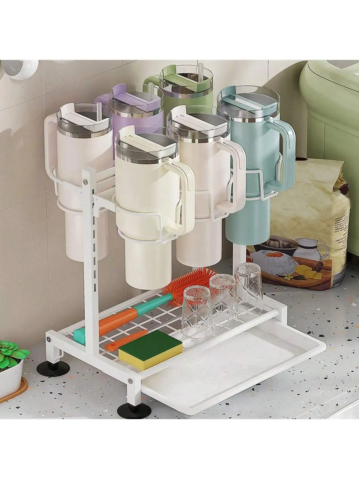 

2025 Stainless Steel Insulated Cup Rack - Space-Saving Kitchen Counter Mug Organizer