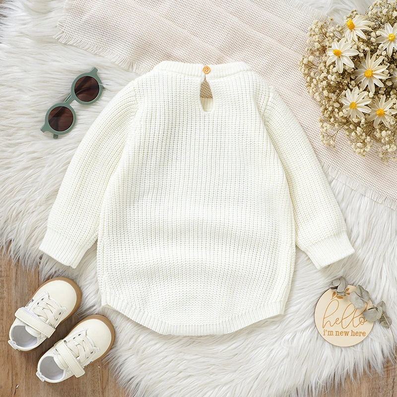 Newborn Baby Bodysuits Long Sleeve Autumn Infant Boys Girls Jumpsuit Knitted Kid Clothing Fashion Embroidery Letter 0-18M Romper