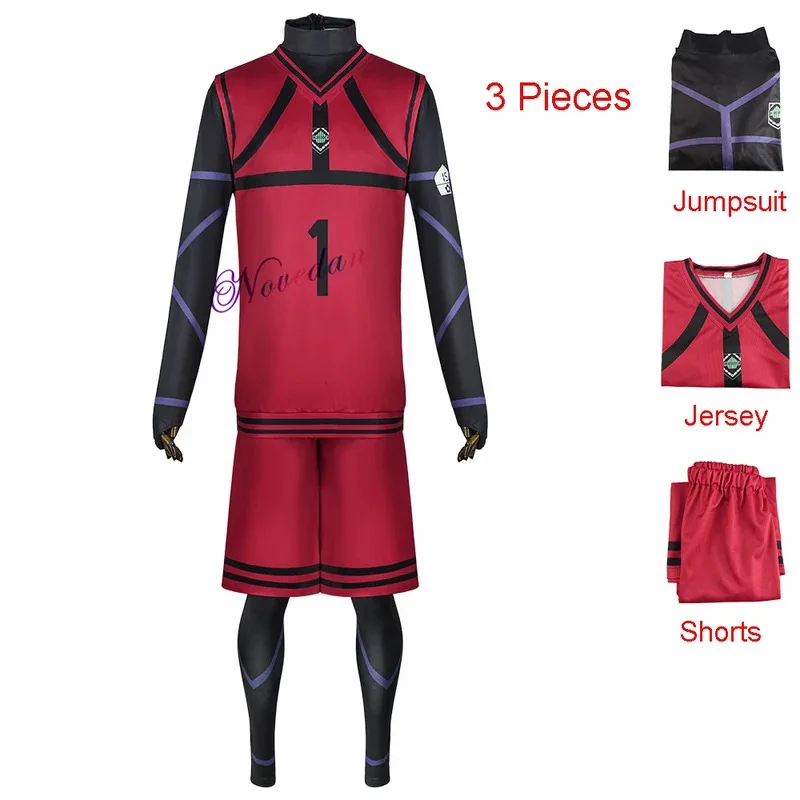 CyBlue Lock Reo Rin Shidou Isagi Bachira Kurona Chigiri Kaiser أنيمي تأثيري حلي شعر مستعار كرة القدم التدريب موحدة مجموعة كاملة Outf