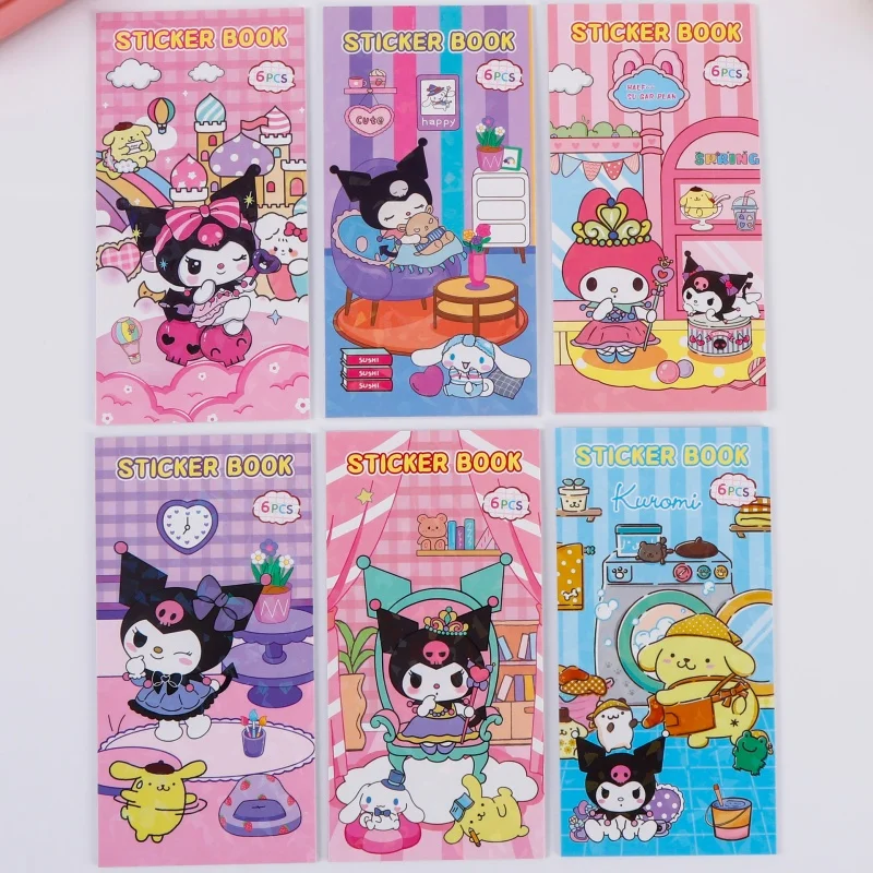 48pcs/lot Sanrio Kuromi Melody PomPomPurin Stickers Cute Scrapbooking DIY Diary Decorative Sticker Album Stick Label
