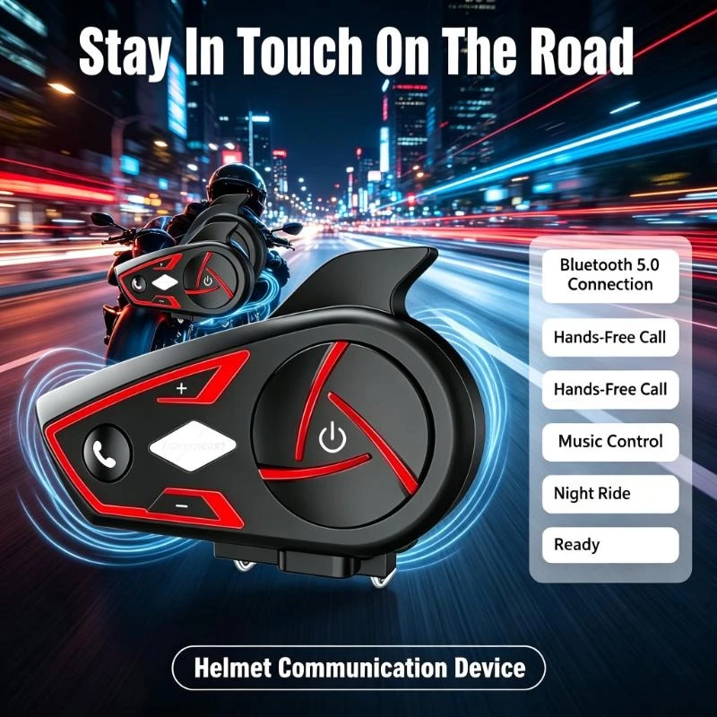 Bt5.0 Houtonsen S3 Helmet Intercom Supports 6 Users 1000M Connection For Group Motorcycle Riding Communication