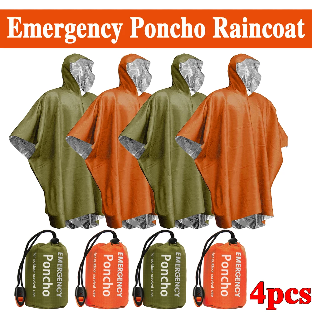 ฉุกเฉินเสื้อกันฝนกันน้ําอลูมิเนียมฟิล์มทิ้ง Poncho WARM ชุดกันฝนผ้าห่ม Survival เครื่องมือ Camping อุปกรณ์