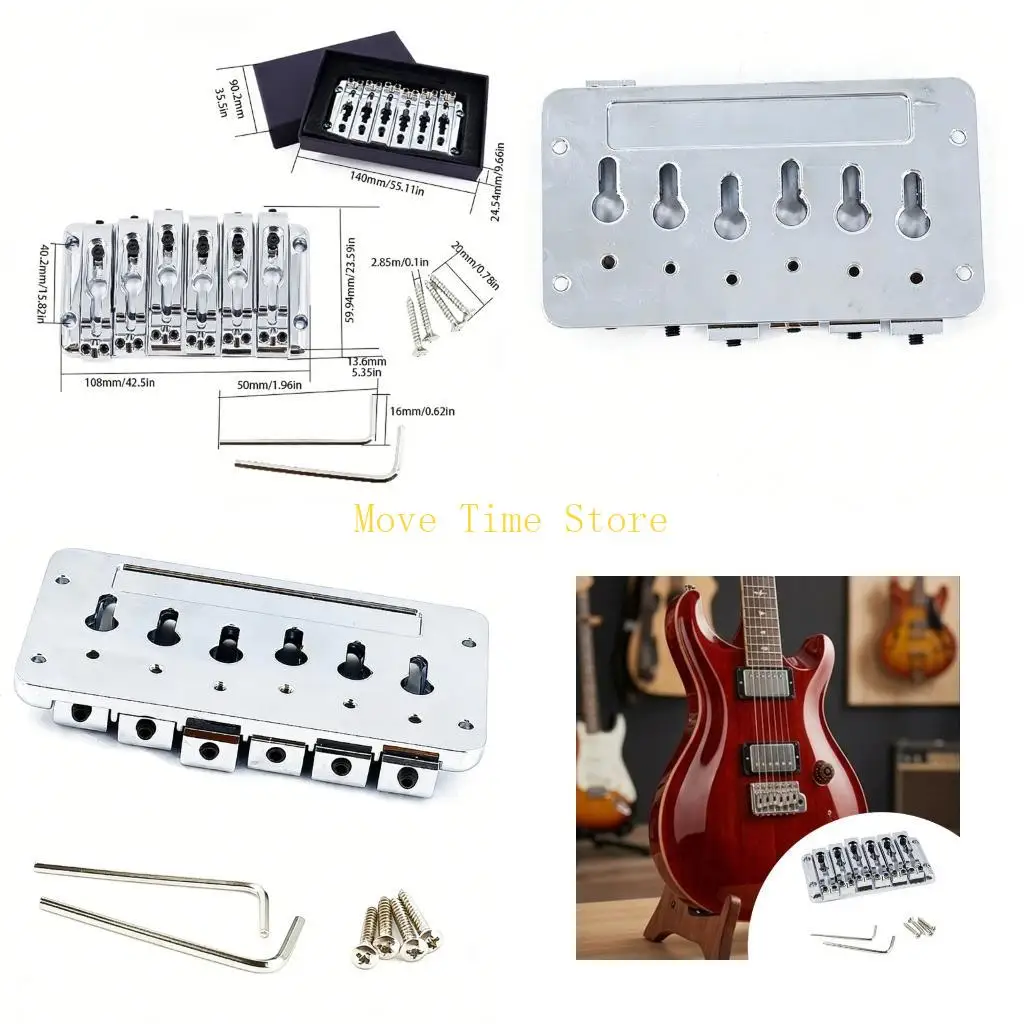 

92ME Guitar Fixed Bridge Replkacement Separated Saddles 6 String Guitar Bridge For Enhanced Tuning Stability And Durability