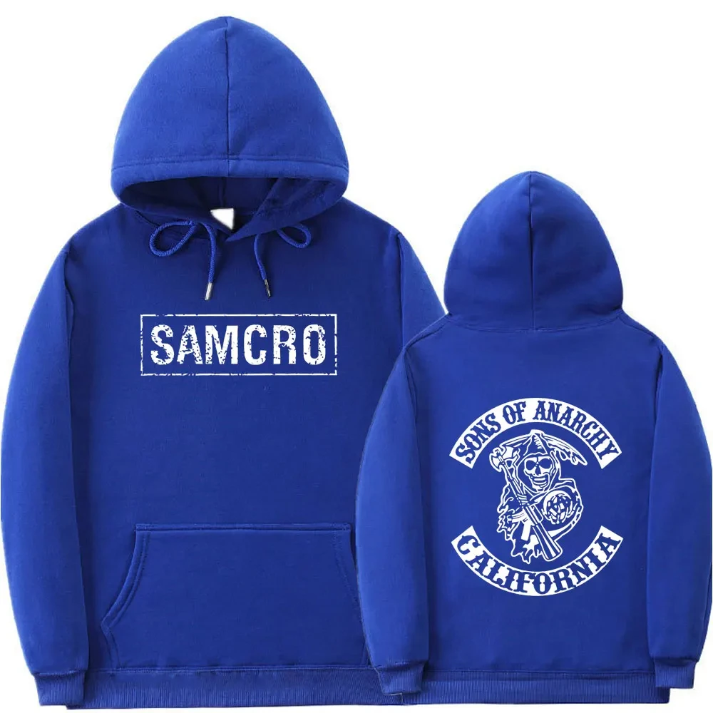 Sons of Anarchy SAMCRO Bluza z kapturem z dwustronnym nadrukiem Mężczyźni Womnen Fashion Brand Design Pullover Męskie bluzy z polaru i bawełny