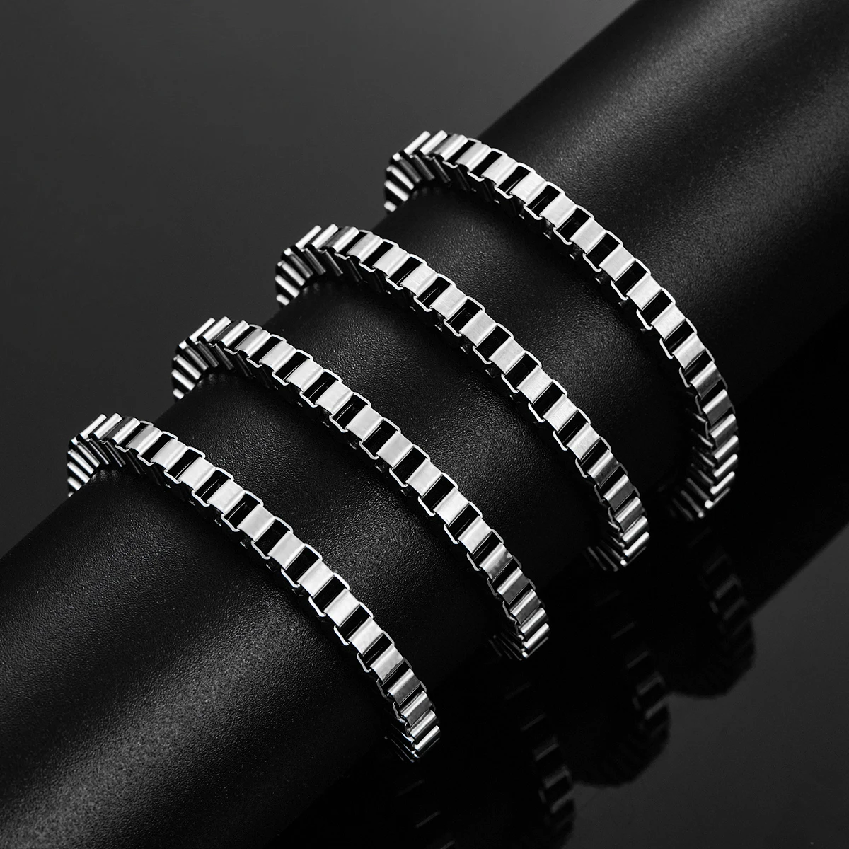 Hip Hop 2mm/3mm/4mm Thickness Box Link Chain Stainless Steel Classical Punk Style Necklace for Men Women Jewelry 14 to 40 Inches