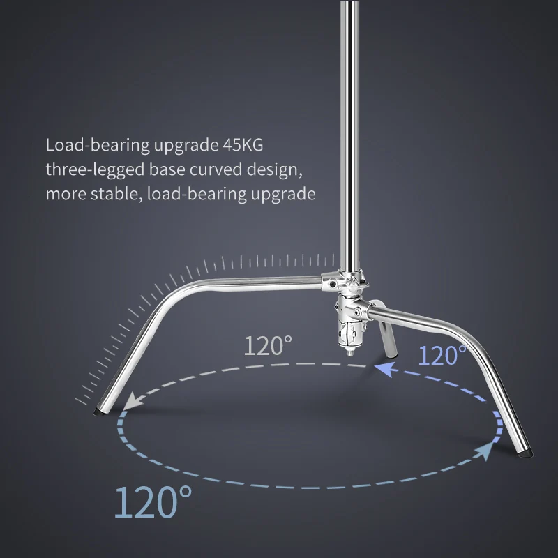 Tripé de fotografia inoxidável de 260cm, suporte de luz c, 100% metal, 8.53 pés com braço de lança, profissional para estúdio fotográfico, softbox