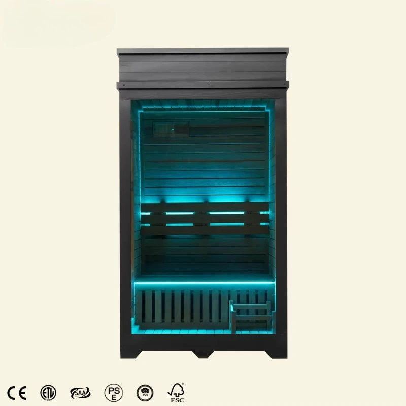 Minimalist Black Design for Home Sauna Solid Wood Construction Customizable Wood Options Available Factory Direct Wholesale