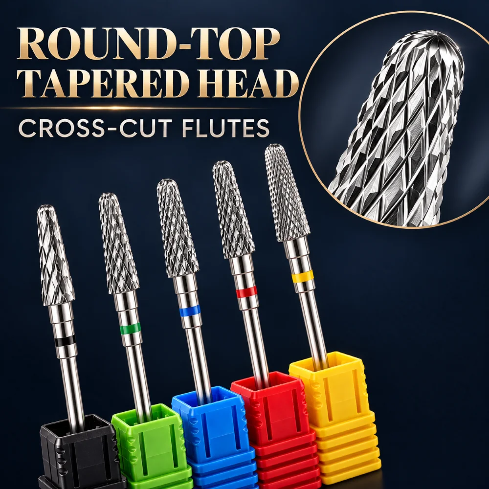 1PC Nail Drill Bit Tungsten Carbide Nail Drill Bits 235mm Universal Shank Color Coded Coarse To Fine For Gel Removal Manicure