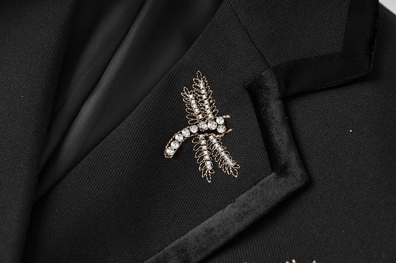 Blazer de retales de terciopelo ajustado con doble botonadura para mujer, ropa de oficina con diamantes de imitación y bordado de alta calidad