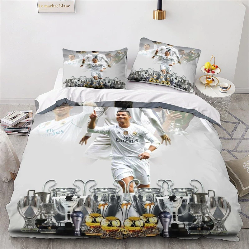 

2/3 Pcs Duvet Cover Set Ronaldo Idol Football Star 3D Printed Quilt Cover for Teens Kids Boys Girls Soft Bed Cover with Zipper