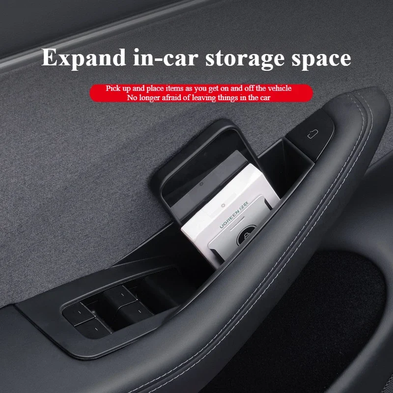 

4Pcs for Tesla Model Y/Highland Model 3 Car Door Handle Storage Box Side Door Box Four-door Inner Handle Decor Car Accessories