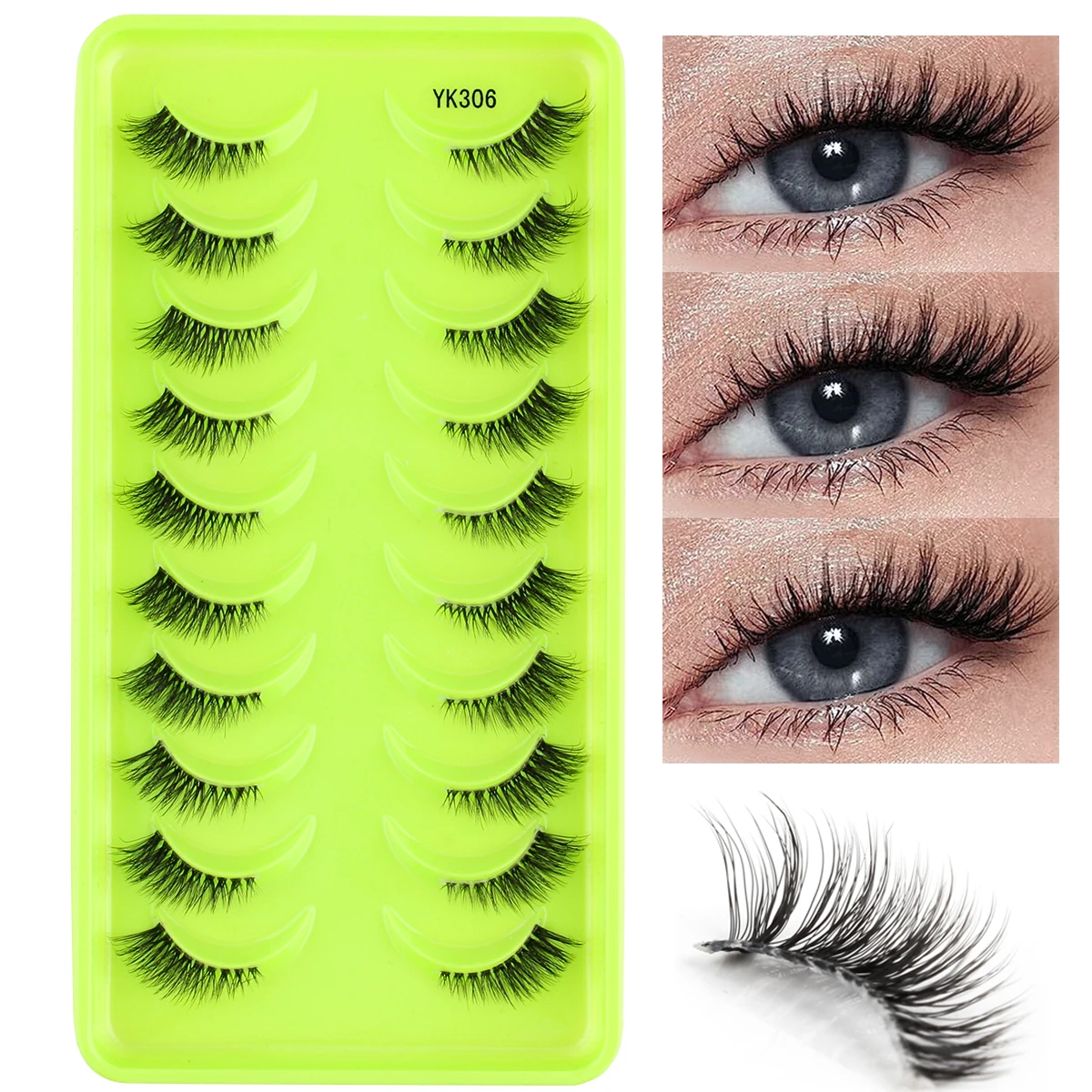 Half Lashes 3/6/10 Pairs 3D Mink Natural Short Cat Eye Fluffy Winged Sexy Fox Eye Makeup False Eyelash Extension Faux Cils