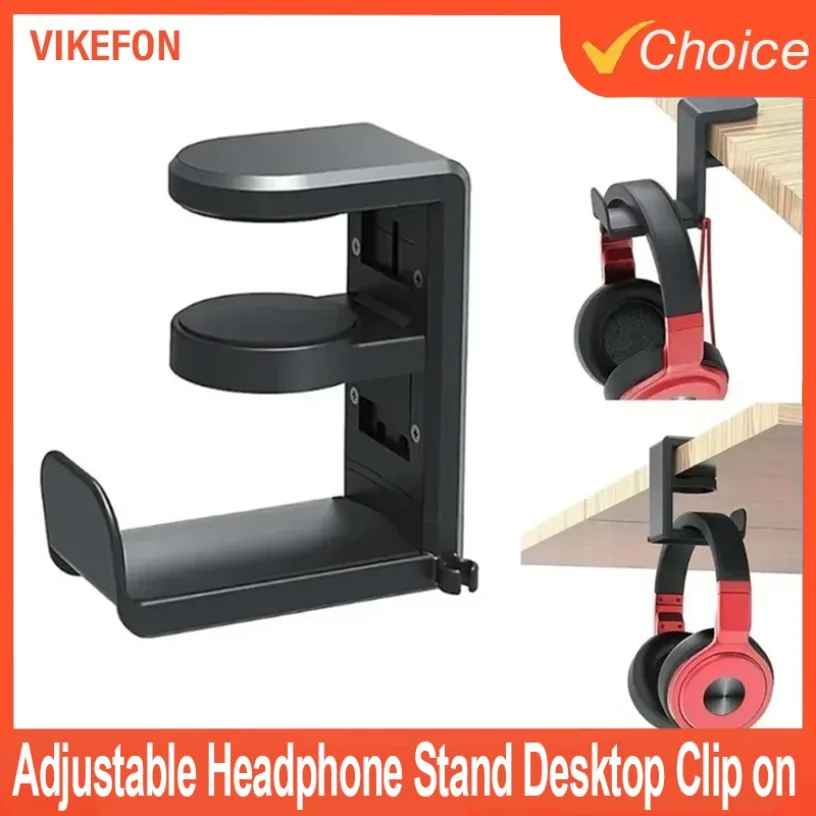 360° Rotating  Adjustable Table Clip Gaming Headphone Stand and Table Hook Non Perforated Table Clip Hook Desktop Clip on