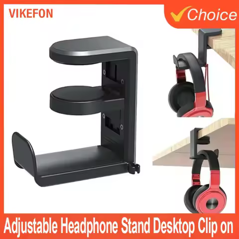 360° Rotating Adjustable Table Clip Gaming Headphone Stand and Table Hook Non Perforated Table Clip Hook Desktop Clip on