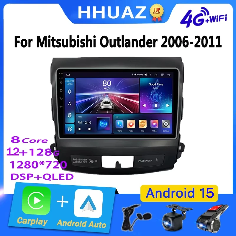 

for Mitsubishi Outlander 2 2006-2011 for Citroen C-Crosser Android 15 Auto Car Radio Carplay Multimedia Player 2Din Stereo DVD