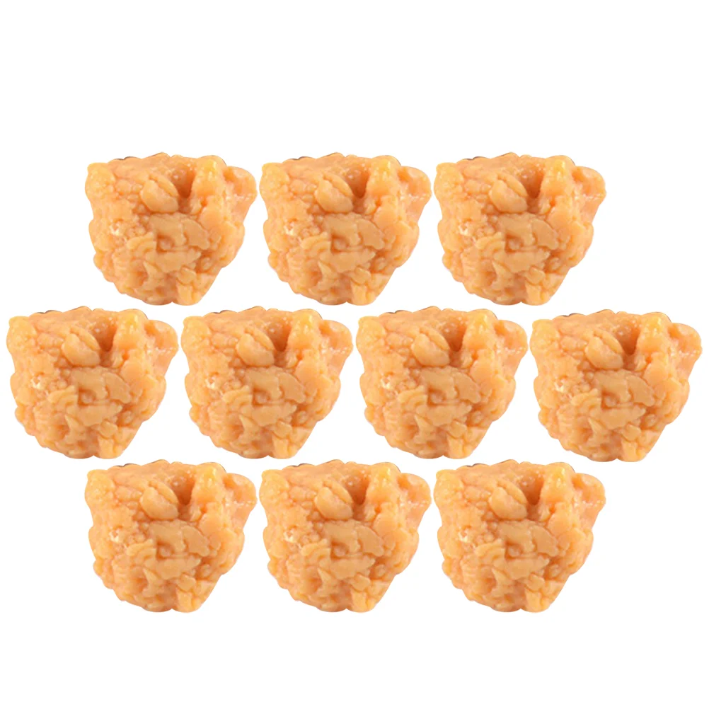 10 Pcs Simulation Popcorn Chicken Imitated Nuggets Showcase Model Realistic Roasted Shape Food Decor Lifelike Store Supplies