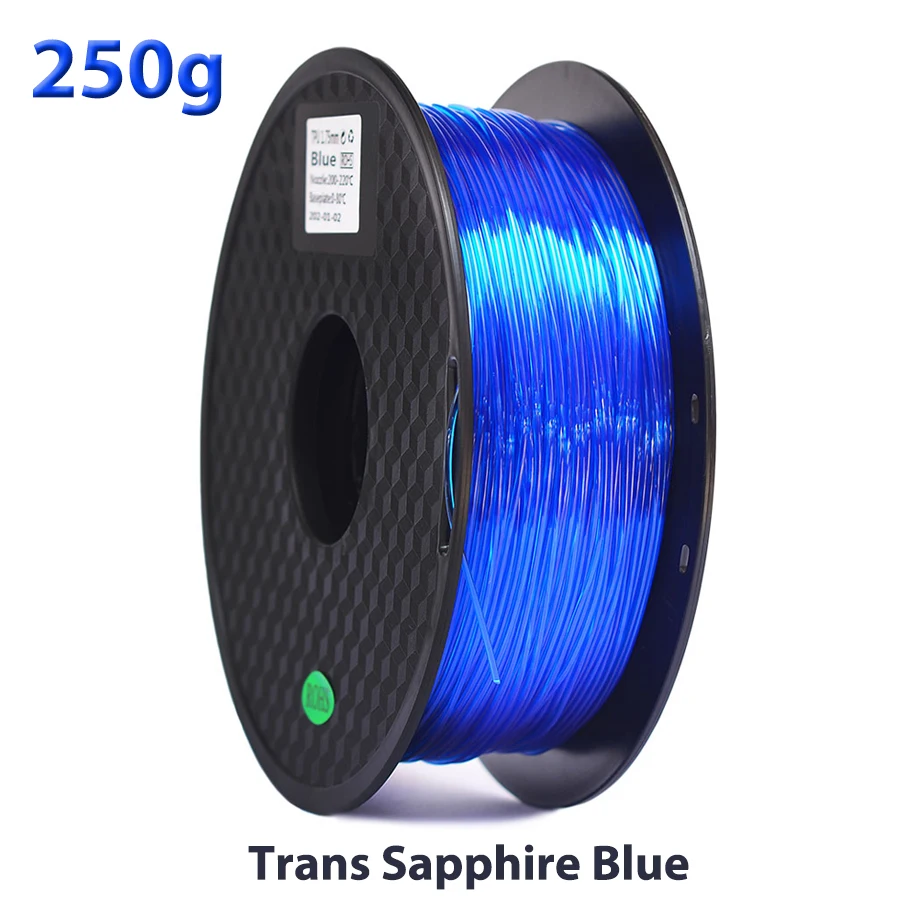 Filamento Flexible de TPU para impresora 3D, rollo de Material de goma transparente, rojo y azul, 1,75mm, 500g, 250g