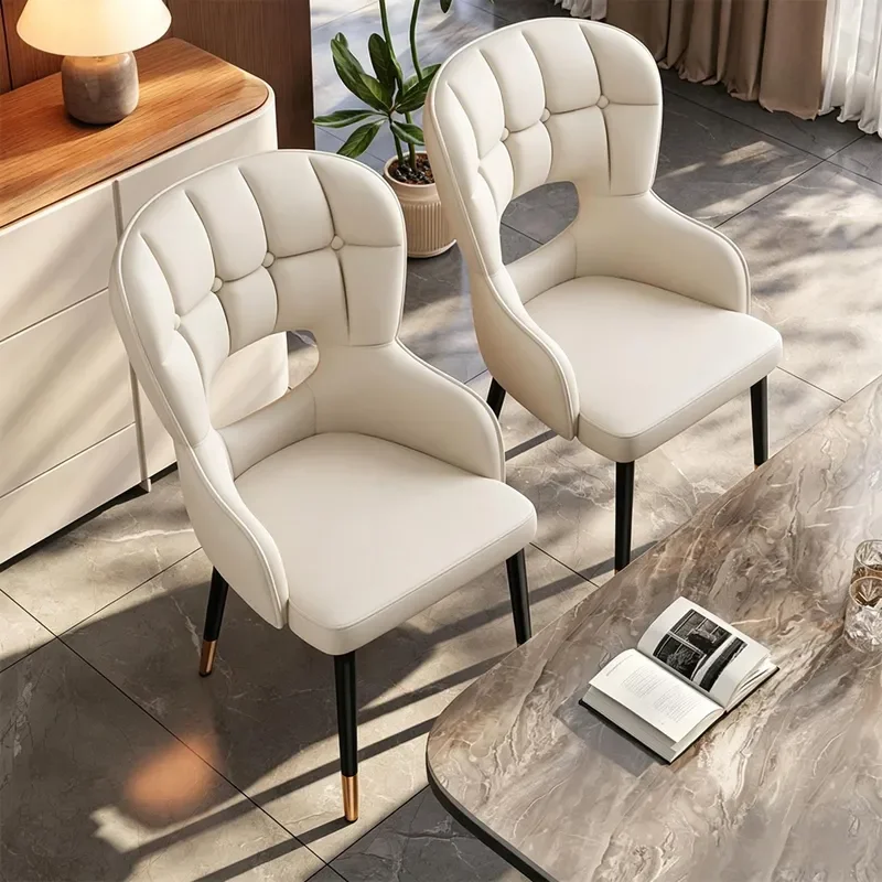 for Italian Minimalist Hollow Thickened Soft Bag Dining Chair Home Study Cafe Island Platform Leisure Back Chair Dining Table