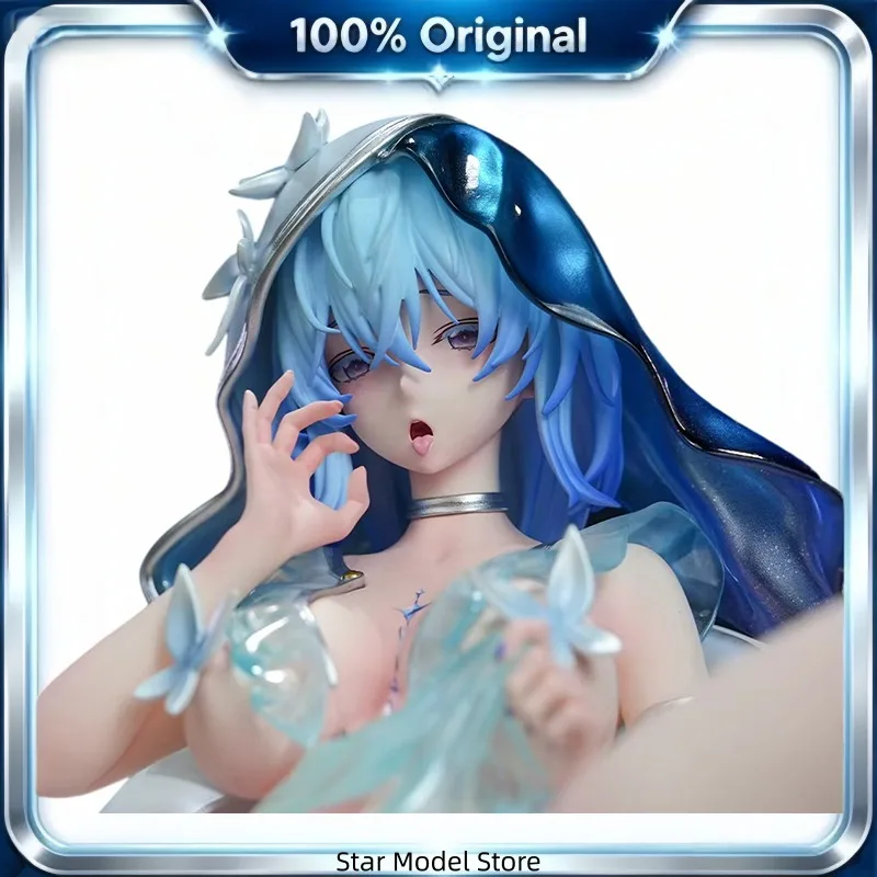 Wuthering Waves Shorekeeper Figure Blue Hair Purple Eyes Silver Collar Sheer Collectible Model 19cm Sexy Maid Movable PVC Toy