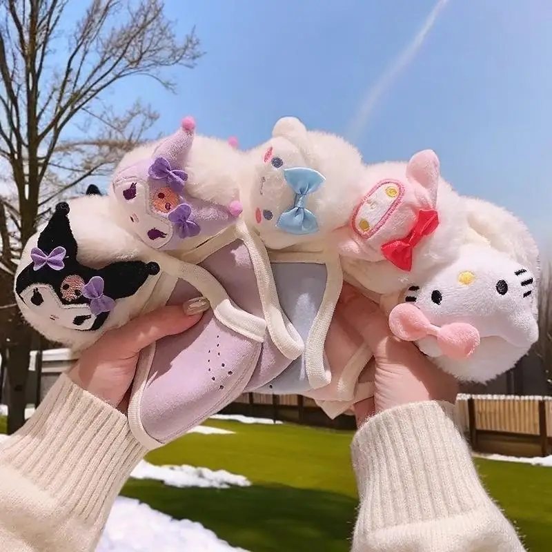 Hello Kitty Cinnamoroll аниме Kawaii MINISO детская теплая маска наушники милый мультфильм защита от холода толстая бархатная маска подарки