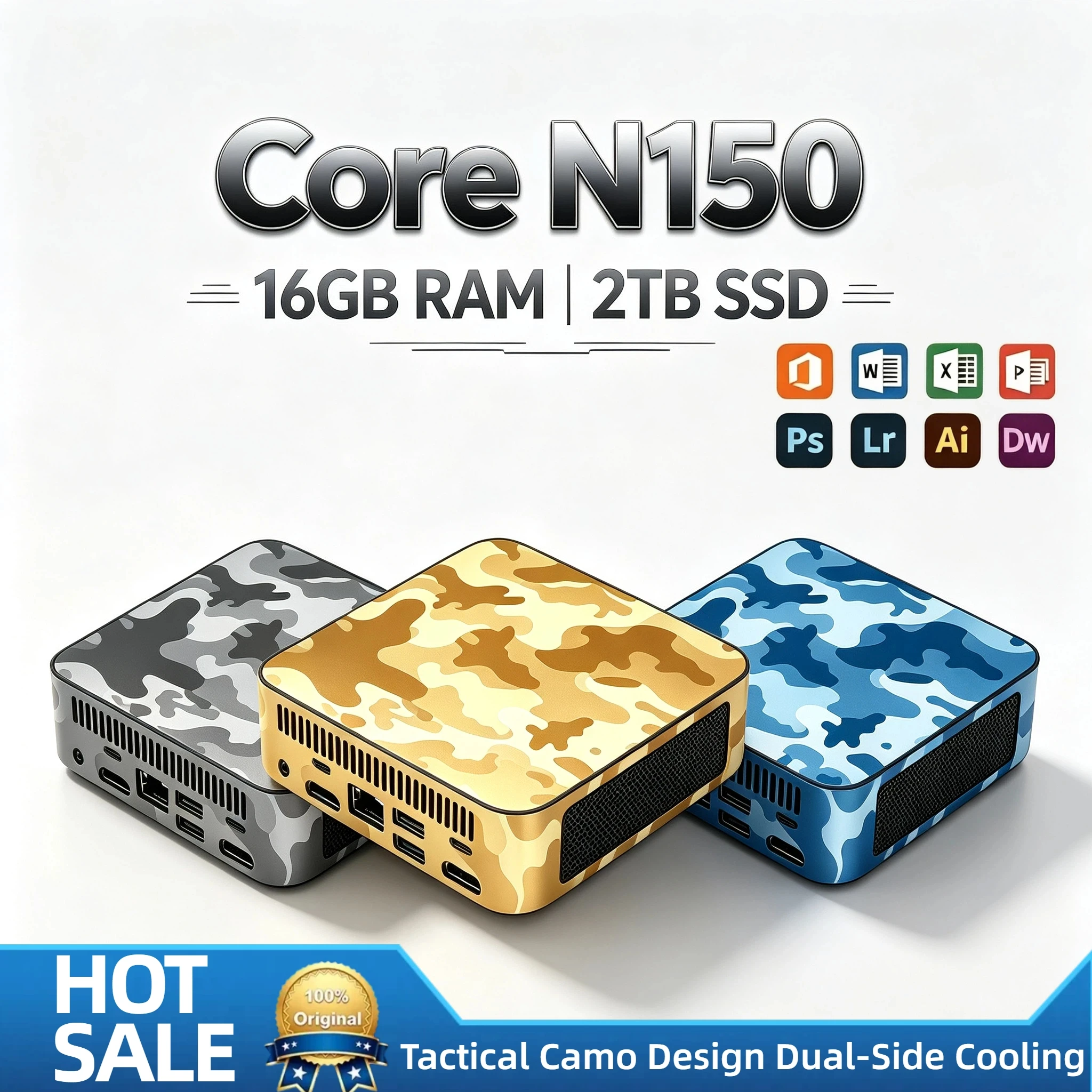 Intel N150 Ultra Thin Mini PC 16GB DDR4 1TB 2TB NVMe SSD WiFi6 BT5.2 4K Resolution Portable Office Desktop