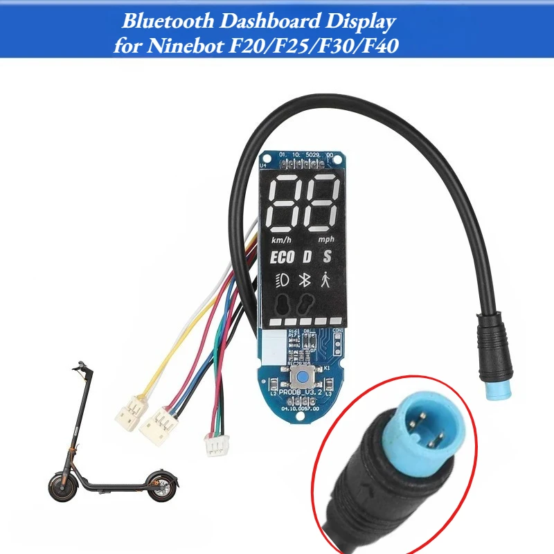 Bluetooth Dashboard Display for Segway Ninebot F20/F25/F30/F40, LED Digital Speedometer Instrument Panel Replacement Part