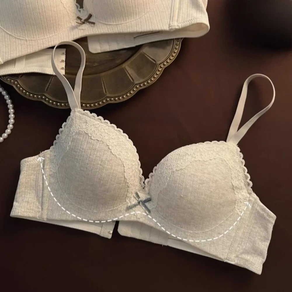 

Close-fitting Floral Wireless V Bra Shockproof Anti-sagging Brassiere for Women Traceless Gathered Breasts Seamless Lace Bras