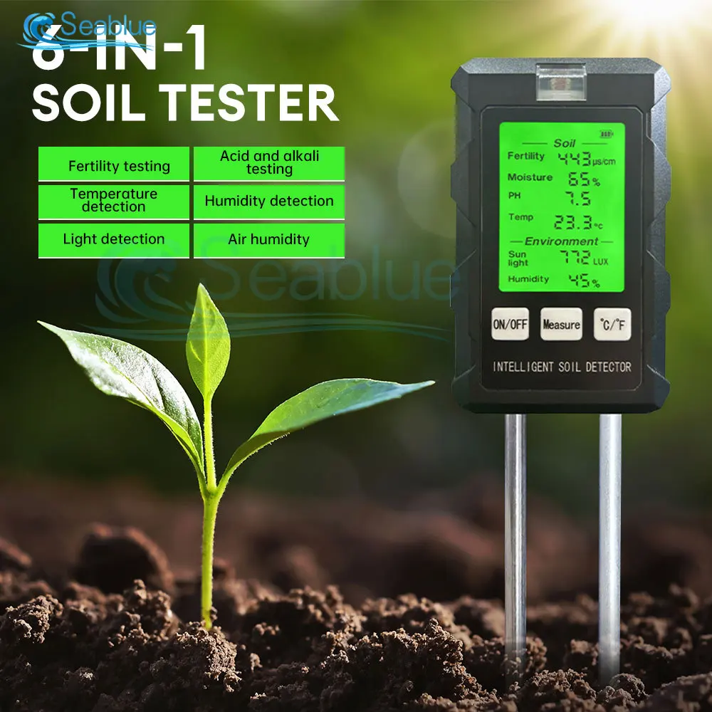 Verificador de ph do Solo de Alta Precisão Testadores de Intensidade da Luz Solar de Umidade Temperatura Detector de Solo de Plantação de Jardim Teste de ph