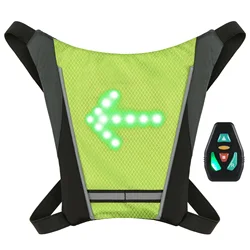 LED Turn Signal Bike Pack USB Rechargeable Reflective Backpack Remote Control LED Backpack Direction Indicator Safe Sports Vest