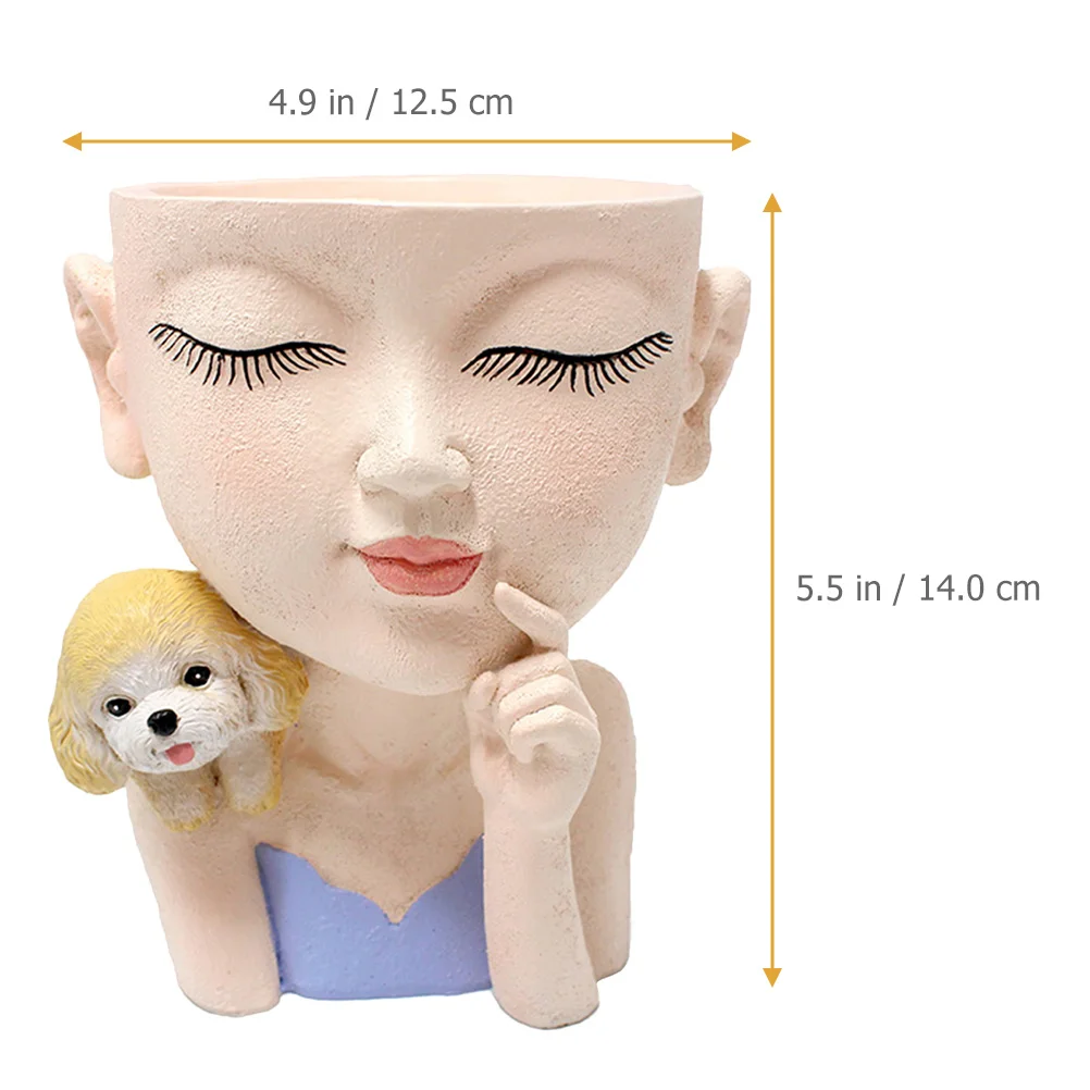 

Unique Girls Face Decorative Resin Flowerpot Household Desktop Vase Succulent Planter Indoor Plant Container Home Succulent Pots
