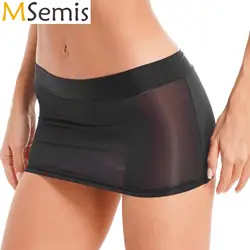 Sexy Womens Semi See-through Miniskirt Bikini Cover Ups Beachwear Lingerie Solid/Color Block Low Rise Pencil Skirt