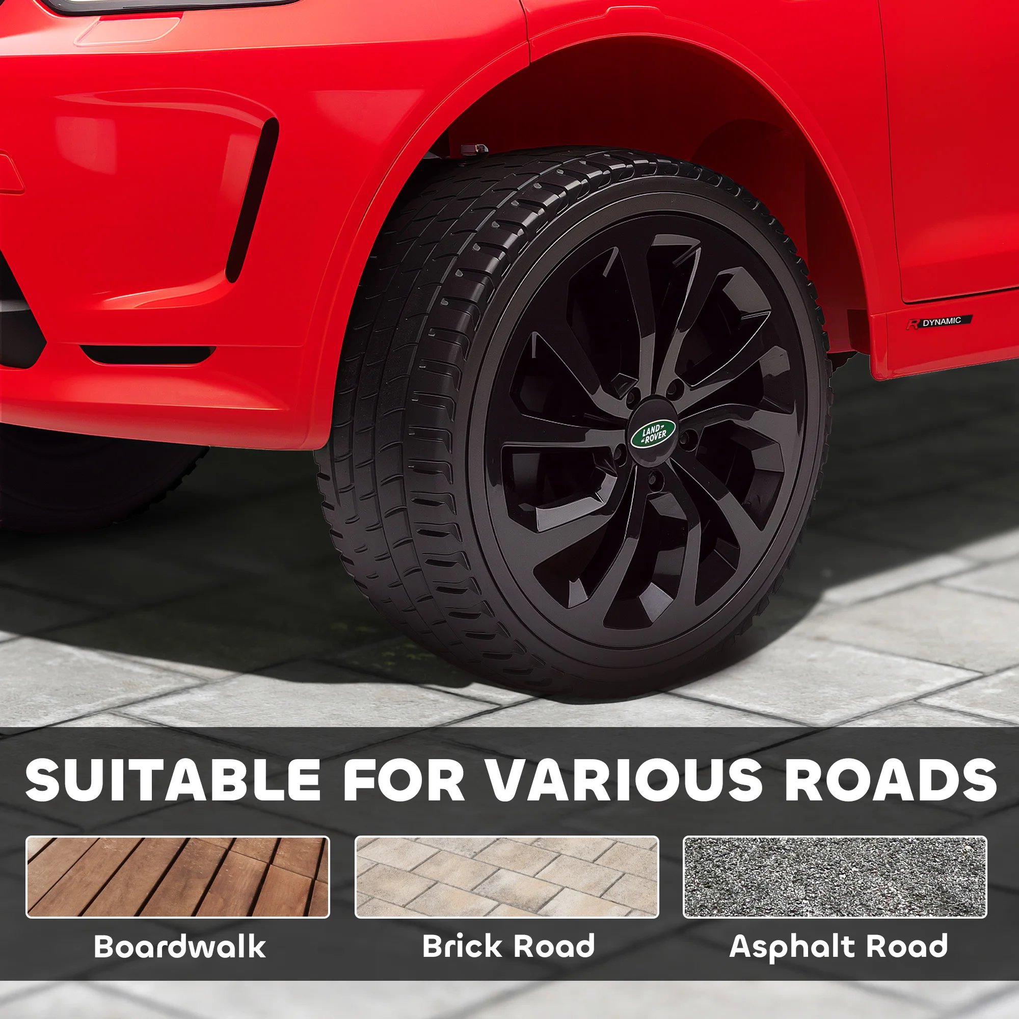 Voiture pour enfants 12 V sous licence Land Rover avec démarrage progressif, rouge