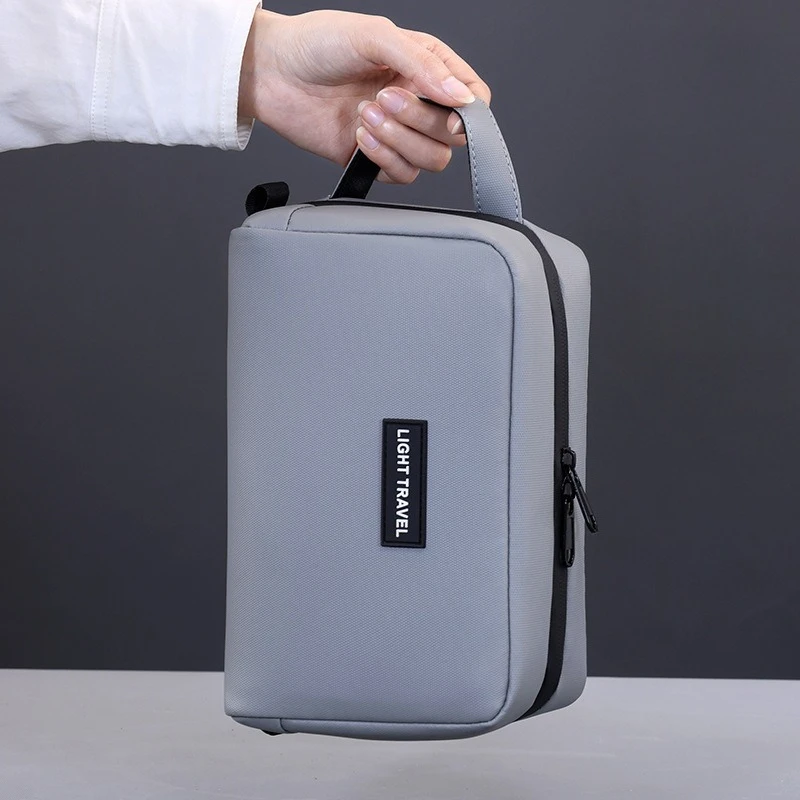 Lightweight Portable Hand Carry Makeup Bag, Sturdy Travel Organizer with Divided Pockets for Male Skincare and Shaving Tools